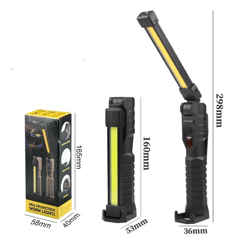 USB Rechargeable LED Work Light 1000 Lumens COB Lantern with Power Capacity Indicator Handled Flashlight for Outdoor Car Repair