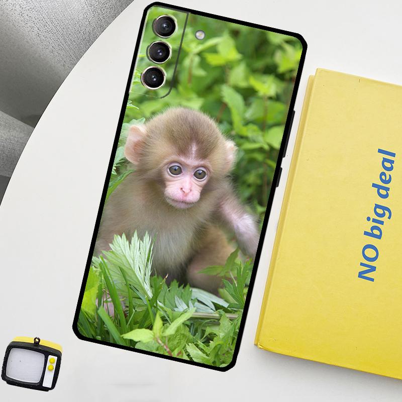 Cute Baby Monkey Animal Phone Case For Samsung Galaxy S25 Ultra S20 S21 S22 S23 Plus S9 S10 S25 FE S24 Ultra Cover