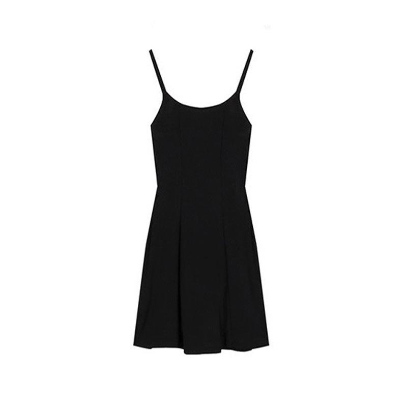 Pure Desire Sexy Suspender Dress Women's Summer Slim Black Skirt Chic Beautiful and Thin Waist a Word Short Skirt