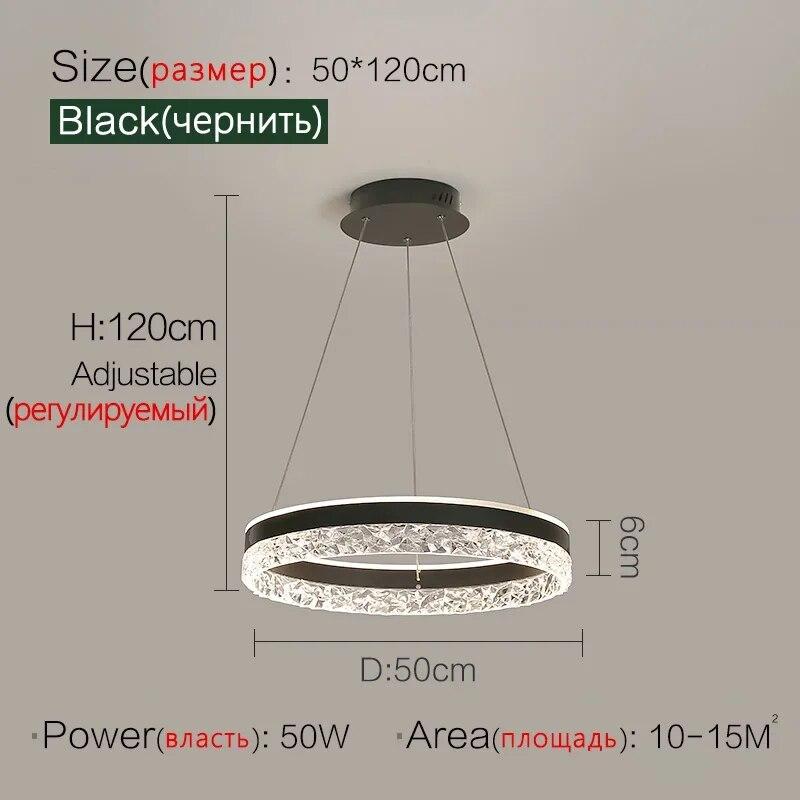 Modern Minimalist Ring Led Pendant Lights Dimmable for Table Dining Living Room Bedroom Chandelier Decor Indoor