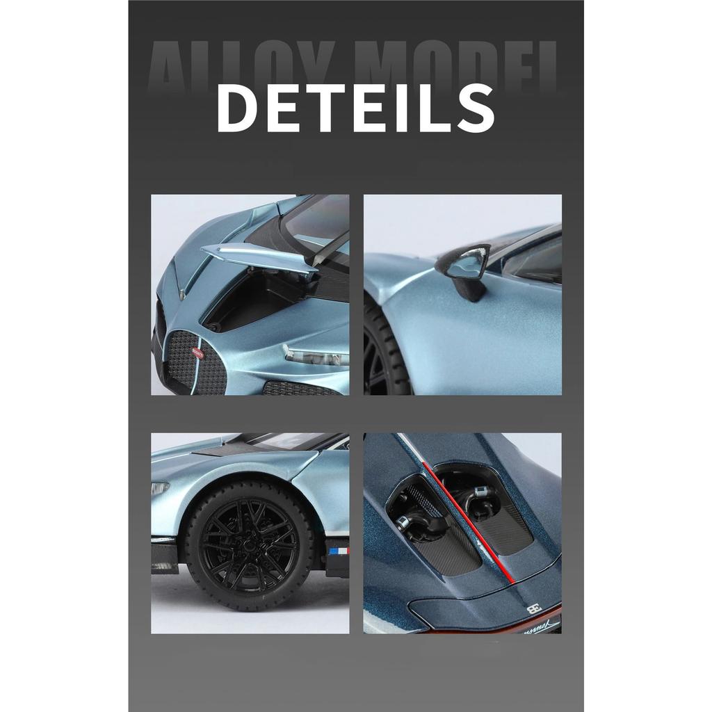 1/24 Bugatti Tourbillon Chiron Alloy Sports Car Model Diecast Metal Racing Super Vehicles Car Model Simulation Sound and Light Kids Gift