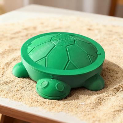 Mini Turtle Sandbox with Lid Summer Indoor Outdoor Round Tortoise Sand Storage Box 3D Printed Green Turtle Ornament Sand Container Beach Toy