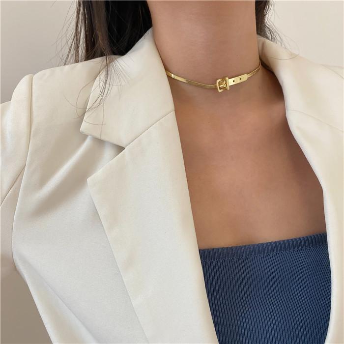 Simple fashion personalized design snake bone chain belt buckle neck chain necklace female sweet cool