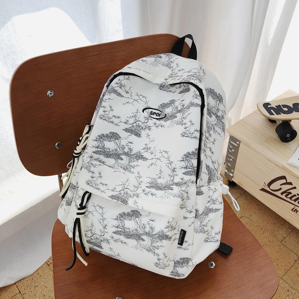 Cartable haute valeur style national sac à dos à encre simple et tendance style campus sac à dos étudiant grande capacité léger sac à dos réduisant la charge