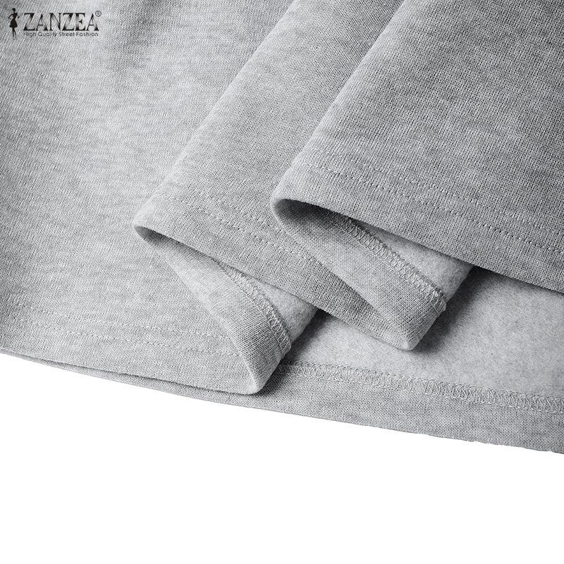 ZANZEA Dámské ležérní podzimní zimní mikinové šaty s kulatým výstřihem a dlouhým rukávem