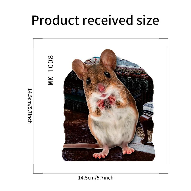 Cute 3D-style Cartoon Mouse Hole Wall Sticker Kitchen Living Room Kid Bedroom Wall Corner Decal Creative Fun Interior Decoration