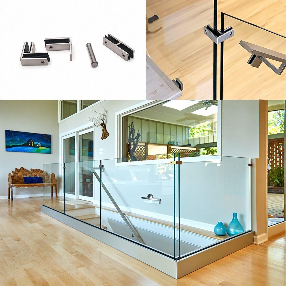 Stainless Steel Glass Clamp Clip 90 Degree Heavy Duty Glass Clip For Railing