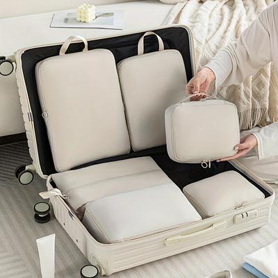 6pcs Travel Compression Packing Bags, Durable & Lightweight Storage Cases for Luggage & Clothing Organization.