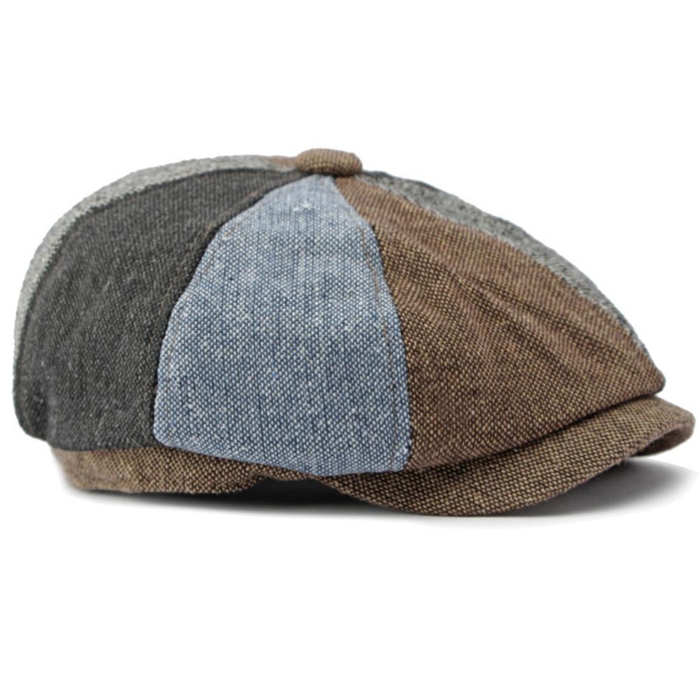HT4665 Baskenmützen für Herren Damen Künstler Maler Baskenmütze Männlich Weiblich Verstellbar Efeu Flache Kappe Frühling Sommer Leinen Achteckige Baskenmütze