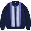 X Fred Perry Langarm Strickhemd Peacoat Unisex Oberteile Lila SK1129-11A