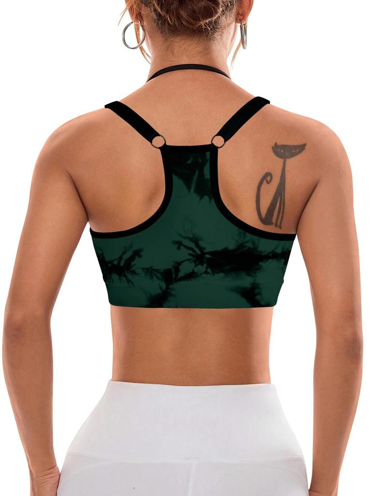 Ladies' elegant backless yoga bra - adjustable thin shoulder straps, stylish sports bra, seamless design.