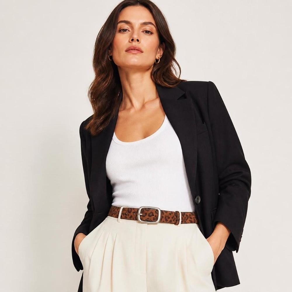 Gold/Silver Buckle Suede Leather Belt Leopard Print Fashion Belt Retro Waist Belt Jeans Dresses