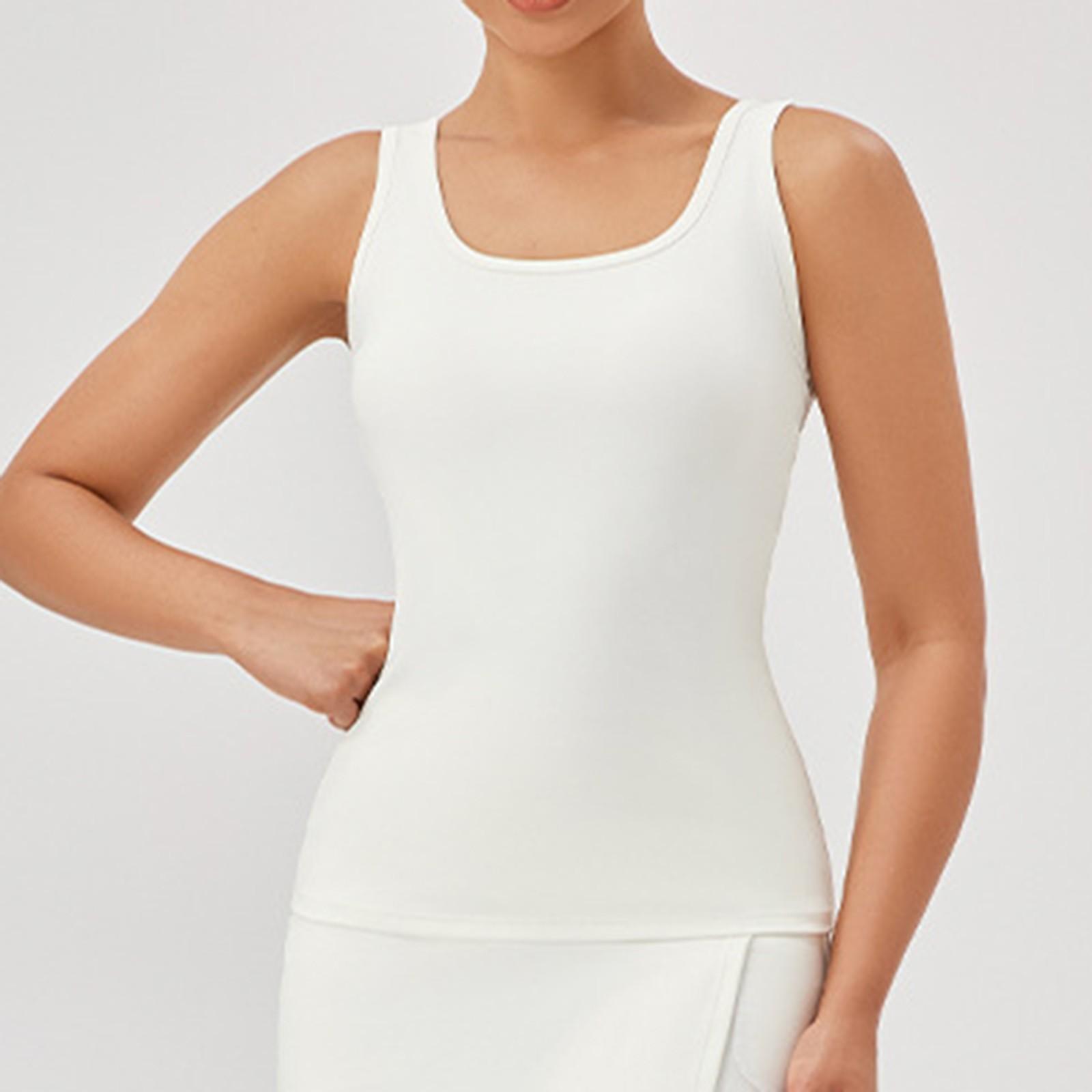 

Спортивная майка для йоги для женщин, тонкий и плотно прилегающий топ для фитнеса с квадратным вырезом без рукавов XL белый