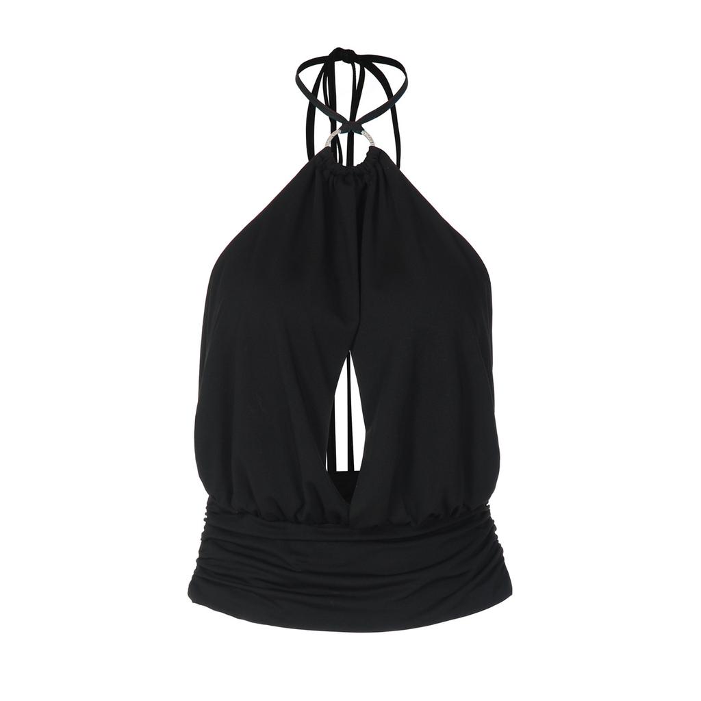 European and American Style Women's Clothing Spring New Products Sexy Babes Chest Hollow Ring Straps Backless Small Vest Top