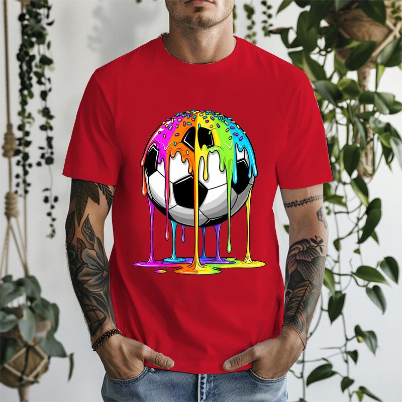 Unisexs Crew Neck T Shirt Melting Soccer Ball Graphic Short Sleeve Tees Summer Casual Tops For Unisex Sport Print Daily Shirts