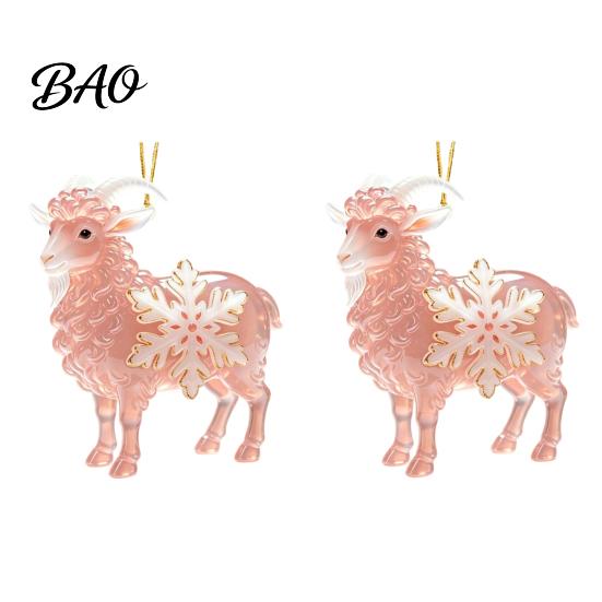 2D Acrylic Pendants Christmas Sheep Hanging Ornament with Snowflake Decor, Flat Pendant Ornaments Rope for Holiday Tree Party Supplies Festive