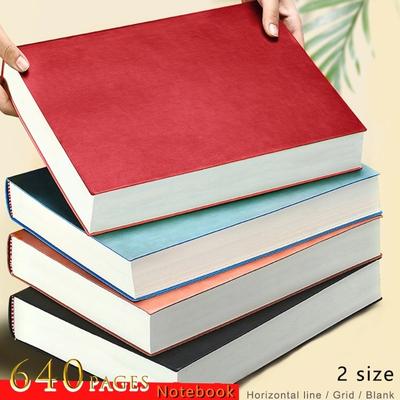 640 Page Horizontal Line / Grid / Blank  Thick Business Notebook A4/A5 Creative Waterproof Leather Office Stationery Diary Notebook