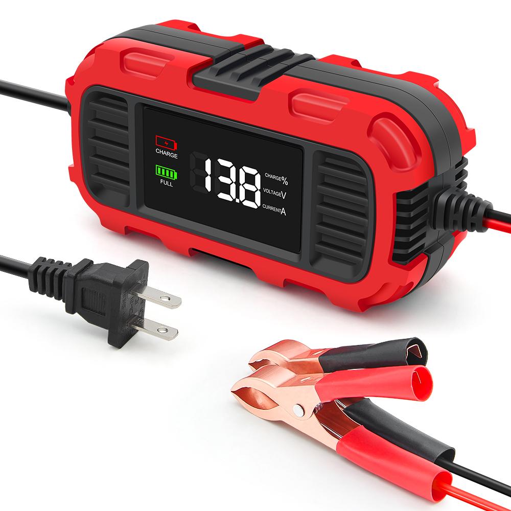 

Зарядные устройства для аккумуляторов Универсальное 12 В 4AH-30AH 2A Полностью автоматическое зарядное устройство для аккумуляторов для автомобилей и мотоциклов FBC1202E AGM US Plug красный
