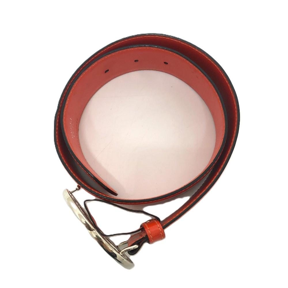 GUCCI 032 194 0979 GG logo Waist belts belt Leather Orange/SilverHardware