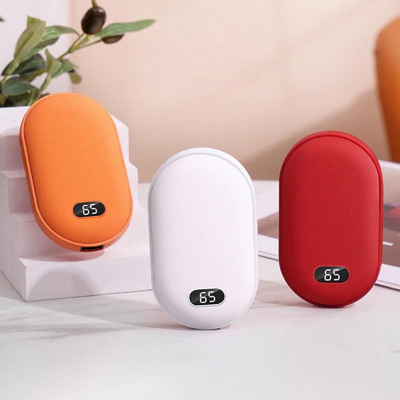 10000mAh Portable 2 in 1 Hand Warmer Power Bank Winter Double Sided Fast Heating Digital Display Warm Hands Treasure
