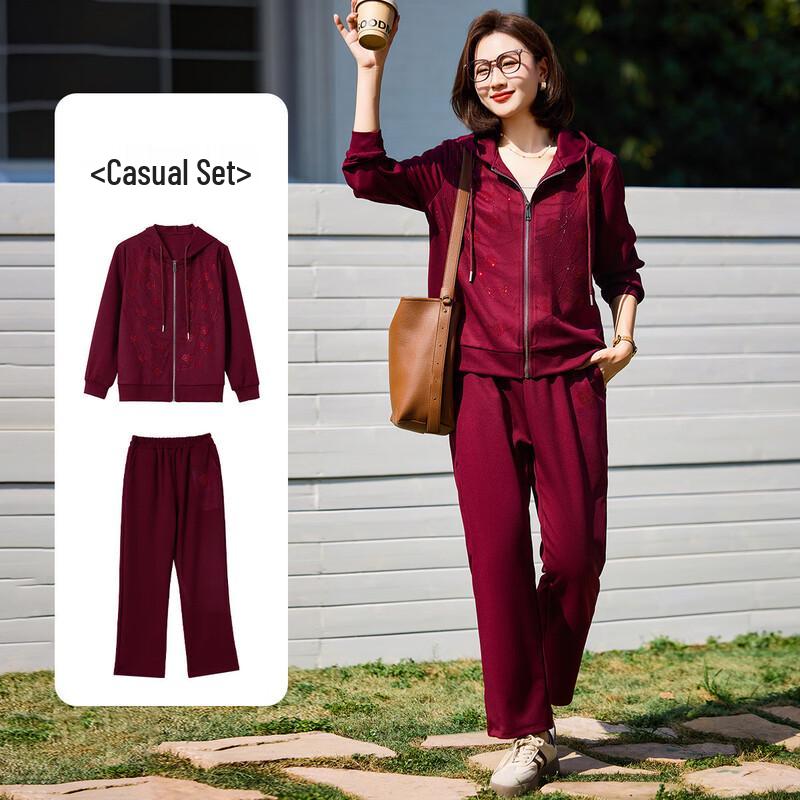 

Жіночий повсякденний спортивний костюм з капюшоном для середнього віку 4XL