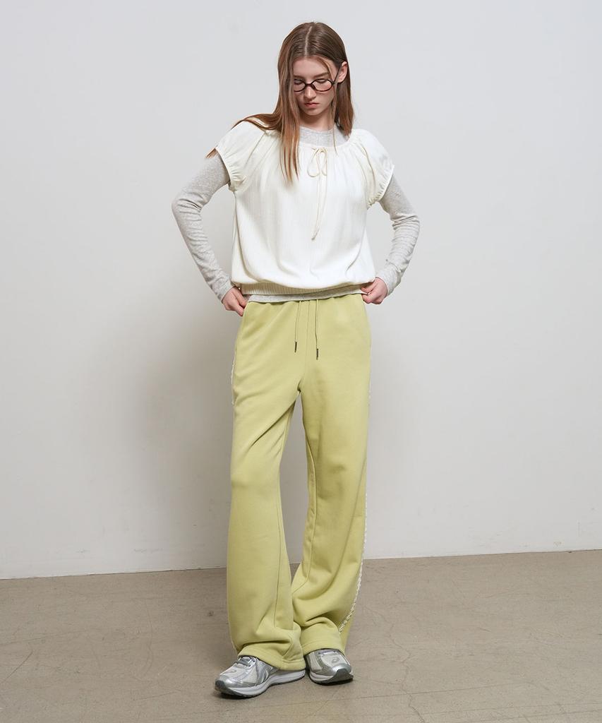 GENERALIDEA Lace-Trimmed Sweatpants [Avocado] / Wbe2L11505
