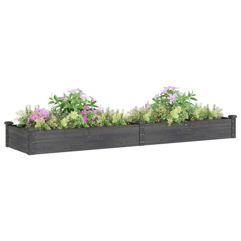 Vidaxl Raised Flower Bed with Liner, Grey, 240X60X25 Cm, Fir