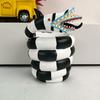 Whimsical Black & White Snake Resin Planter - Versatile Indoor/Outdoor Decor for Garden,Living Room,or Study,Creative,Pen Holder