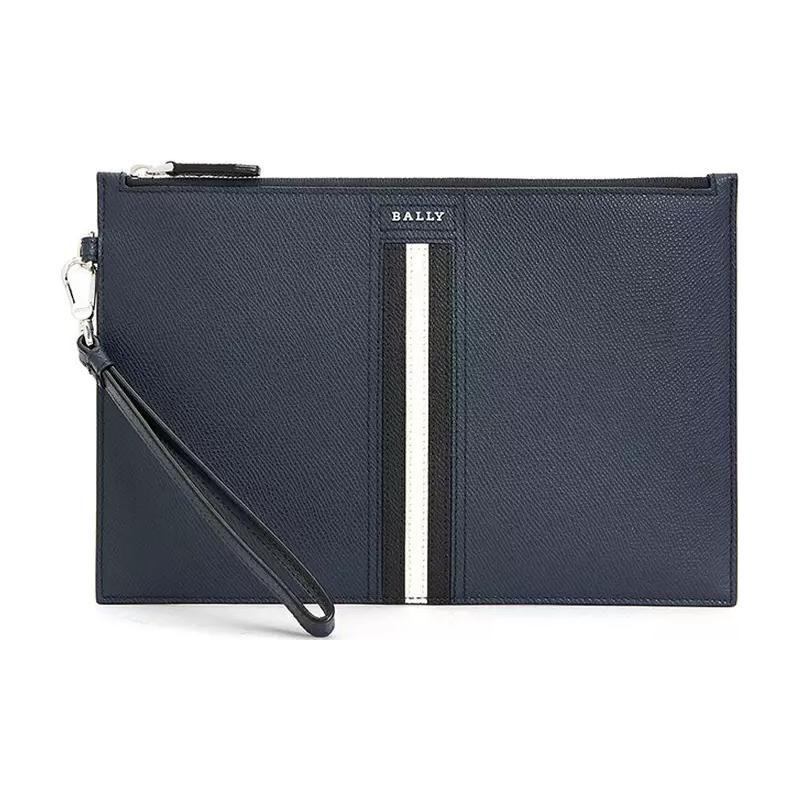 Bally Клатч мужской из телячьей кожи с молнией и логотипом-буквами Сине-синий 6232049 Basic Set (Bag+Dust Bag)