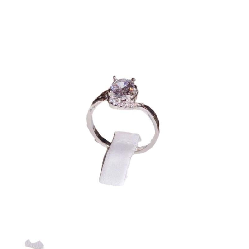 Korean Version of Simple Round Small and Beautiful Zircon Silver Ring Accessories