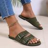 Fashion Ladies Shoes 2025 Brand Open Toe Women's Slippers Fashion Outdoor Belt Buckle Summer New Plus Size Casual Concise Flat Slippers