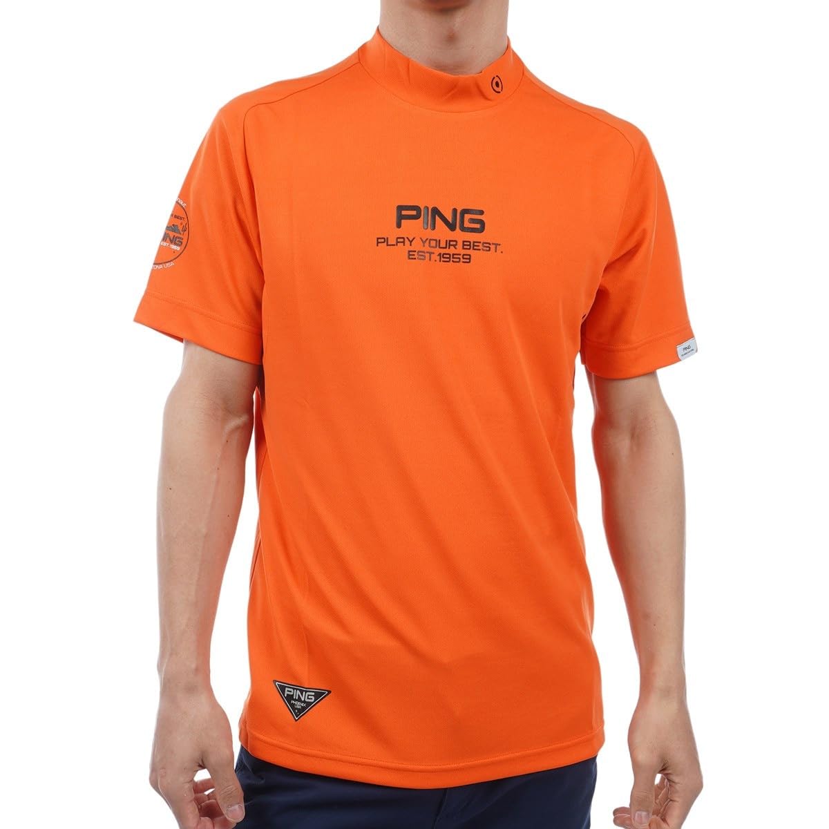 

Ping Apparel Men s Short Sleeve High Neck Shirt (Antibacterial, Odor Resistant, Anti-Static) / Golf / 621-4167317 150_Orange LL
