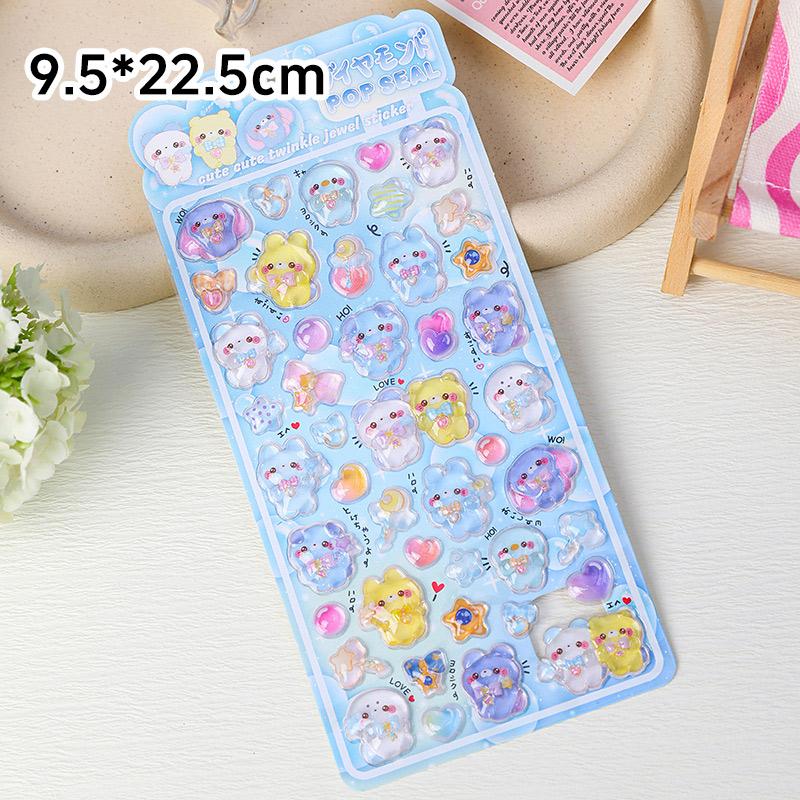 4 Pcs/Set Shiny Crystal Decorative Stickers - Cute Animal & Flower Embellishments for Journal DIY & Phone CaseAnimeWorlds Store