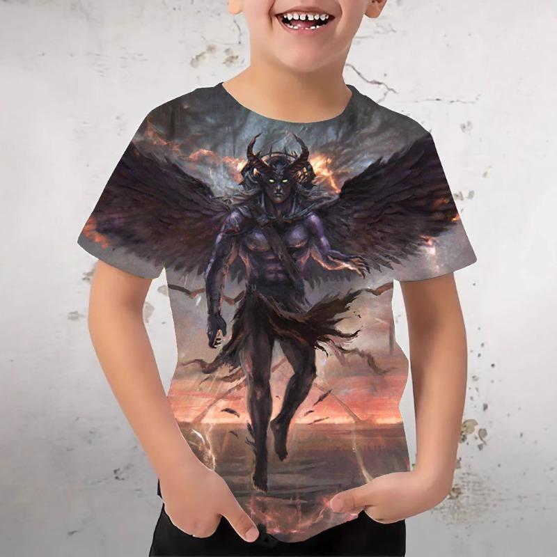 

Boys T-shirt 3D Printed with Tyrannosaurus Rex Fashion Trend Print Short Sleeved Round Neck Summer Quick Drying Shirt 170cm