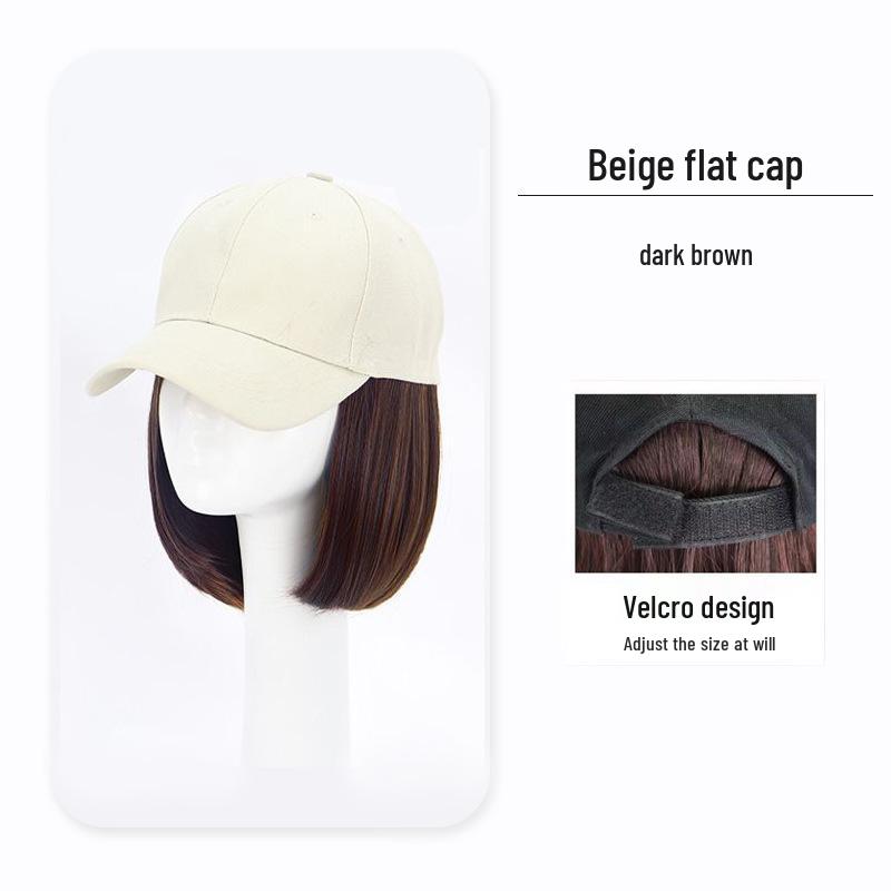Bob Wig Cap: Women's Versatile Short-Style Synthetic Hair Baseball Cap for Full Gray Hair Coverage.