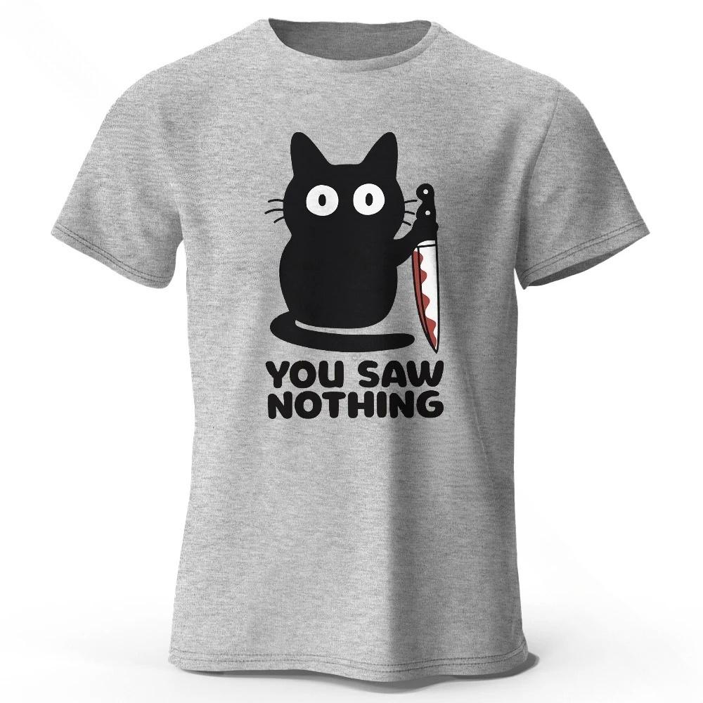 Casual Basic 100 Cotton Funny Cat TShirt Unisex Breathable Crew Neck Short Sleeve Summer Streetwear Tee 2026 Hot Sale S4XL