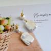 Pearl Earrings White Natural Freshwater Pearl Gold Silver Earrings Baroque Square Drop Earrings Bohemian Ladies Earrings