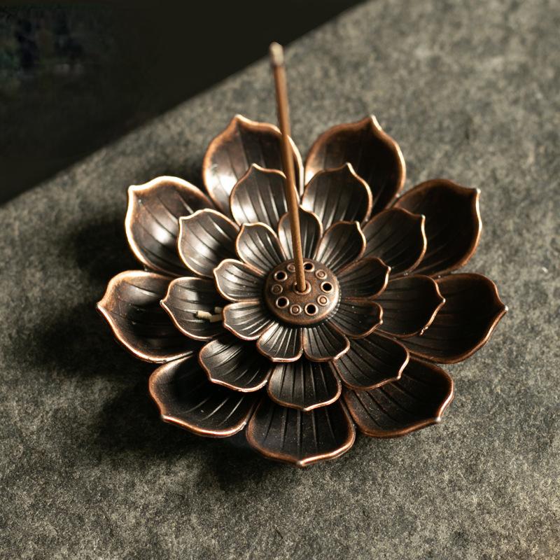 New 1PC Alloy Incense Burner Stick Holder Plate Buddhism Lotus Censer Bronze Nasturtium Incense Burner