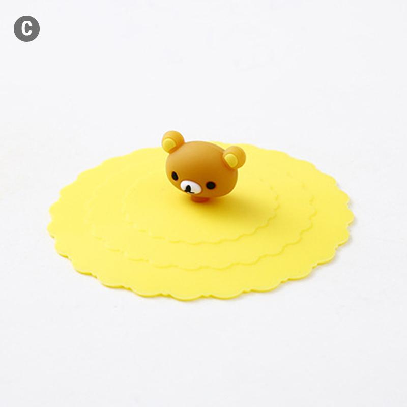 Silicone Drink Cup Lids 10cm Creative Round Mug Cover Reusable Anti Dust Cup Covers Cartoon Coffee Mug Lid