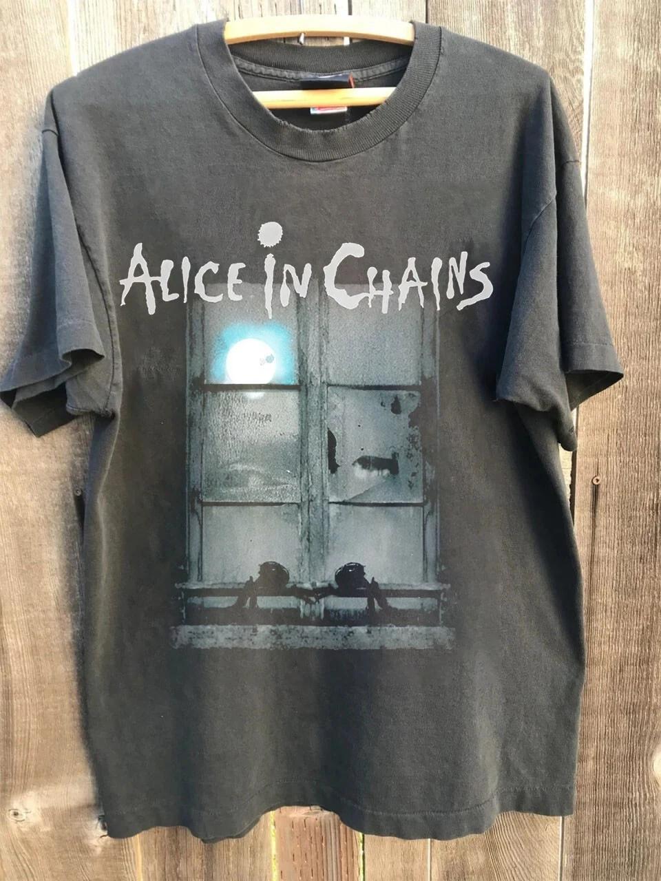 

Alice in Chains Retro Classic Men and Women Adult Pure Cotton T-shirt Retro T-shirt Daily Outdoor Men Women Fan Printed T-sh... S разноцветный