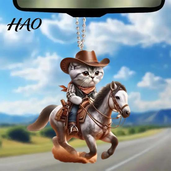 Heavy Duty Cat Decor Acrylic 2D Car Hanging Decoration Home Office Backpack Auto Decorative Pendant Rearview Mirror Cartoon Kitten Animal Ornament