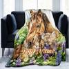 1PC Custom Name Horse Kitten Flowers Outdooor Flannel Blankets Patterns Throw Blanket All-Season Soft Gift for Couch, Bed, Camping Gifts