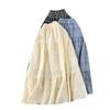 K-style Women's Retro Exquisite Hollow-out Embroider Skirt Women's Easiest for Match Elastic High Waist Slimming Mid Length Long Length A- line Skirt