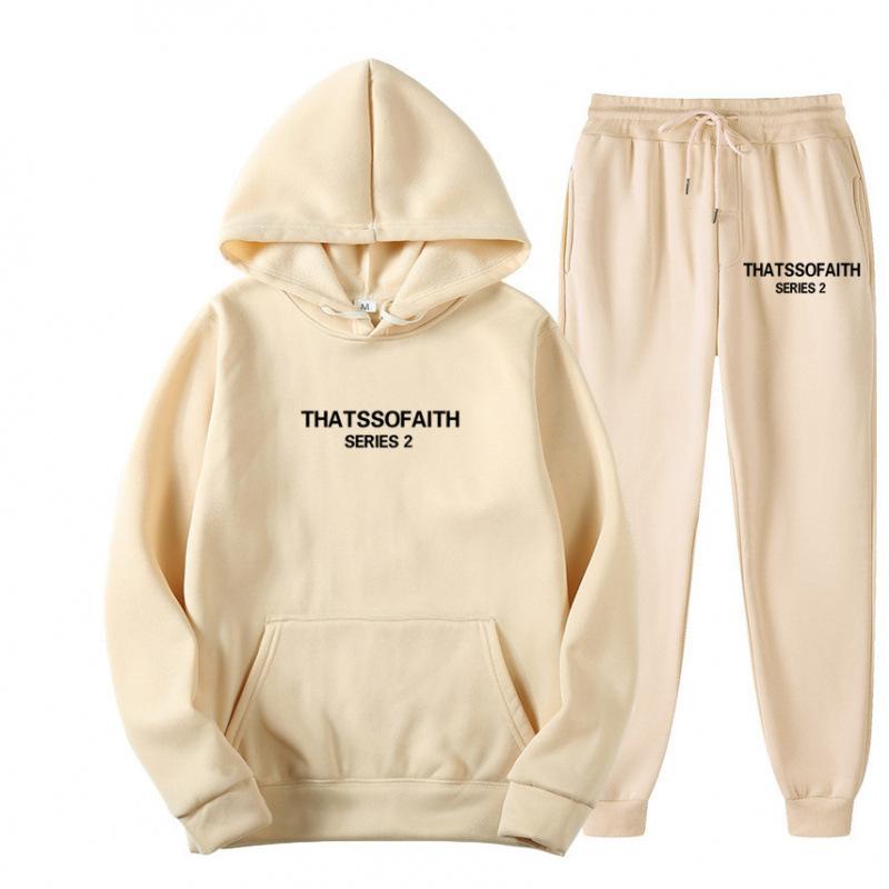 Independent Station Europe and the United States popular women's clothing letter printing hooded sweater fashion casual hair grabbing trousers set