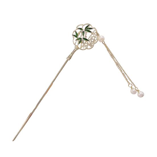 Hanfu Hair Stick Chinese Style Floral Women Hairpins Beads Tassel Decor Hair Fork Medium To Thick Hair Bun Accessories