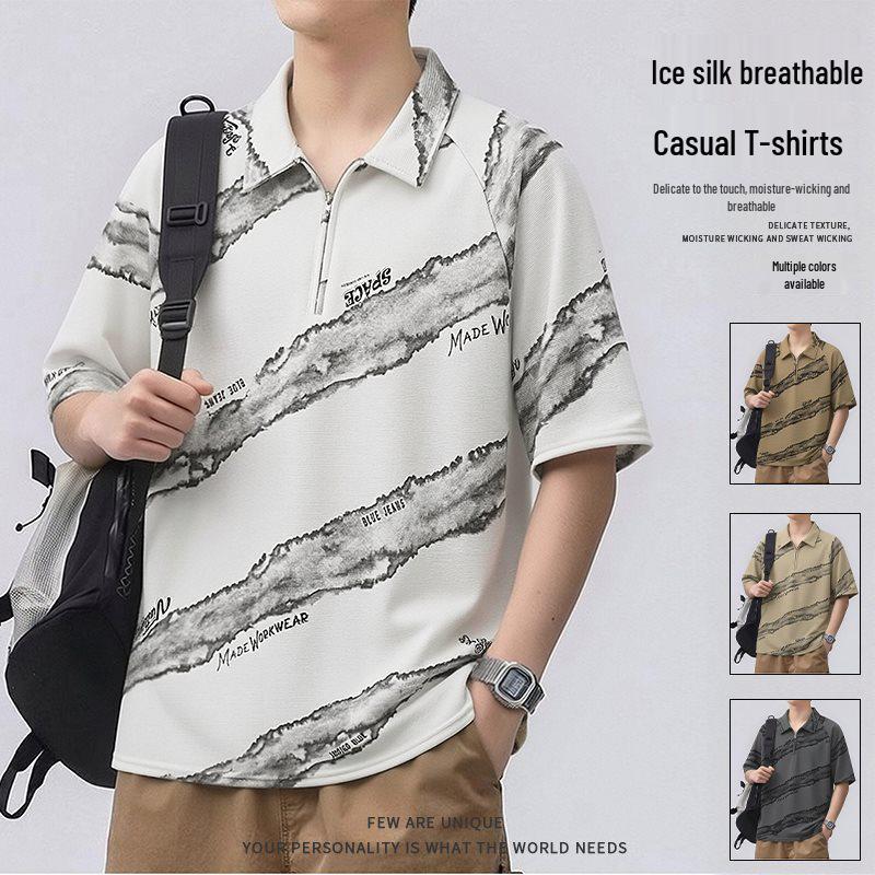 Men's Ice Silk Quick-Dry Polo T-Shirt - Summer 2026 Collection