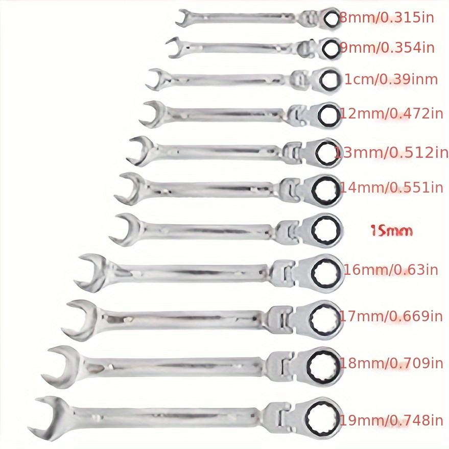 12pcs Elbow Ratchet Wrench Set, CR-V Steel, Metric 8-19mm, Quick-Release, Mechanical Operation, with Portable Toolbox for Versatile Tightening