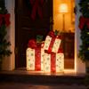 Weihnachtsbeleuchtung Geschenkbox 3-teiliges Set, Dekorative LED-Außenbeleuchtung Geschenkbox, Goldene Schneeflocken-Geschenkbox, Plug-in Weihnachtsdekoration