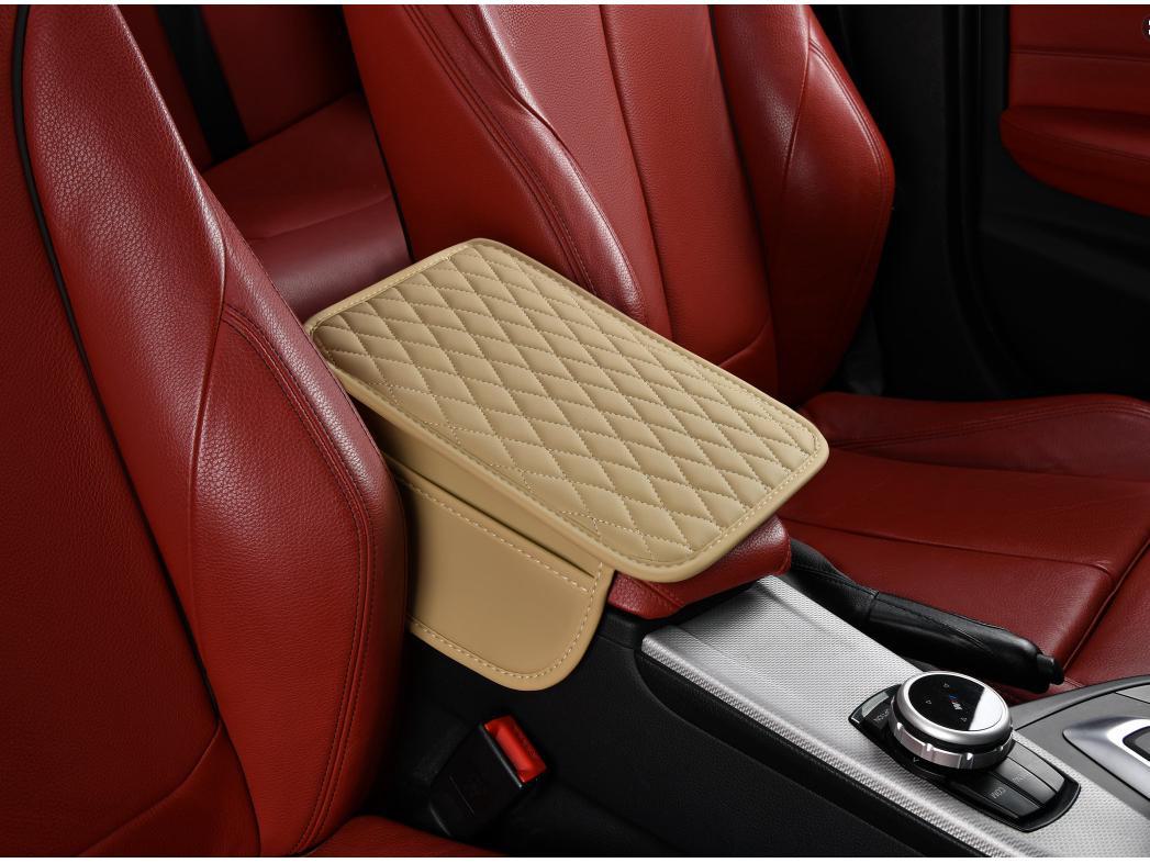 

Универсальная накладка на подлокотник автомобиля с боковым карманом — защитная, многофункциональная и увеличивающая рост. бежевый