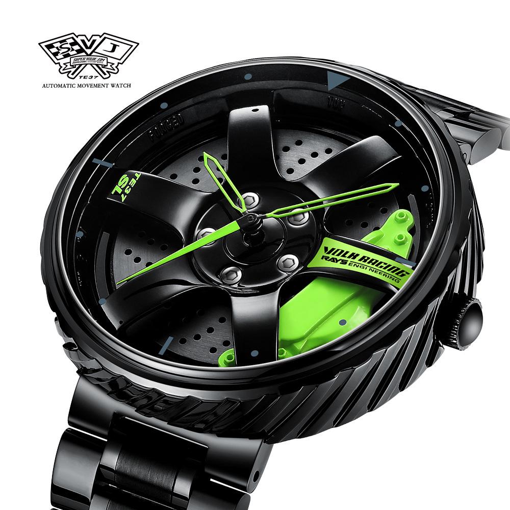 SVJ Men's Large Dial Waterproof Luminous Wristwatch with 3D Hollow Design